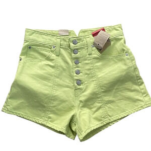 Levi's Women's Notch High Waisted Mom Green Neon Short Size 28